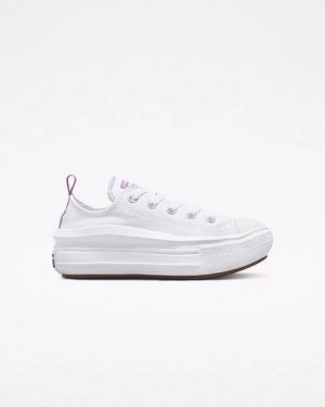White / Purple Converse Chuck Taylor All Star Move Kids' Platform Shoes Singapore | C-56719209