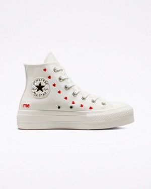 White / Red Converse Crafted With Love Chuck Taylor All Star Lift Women Sneakers Singapore | C-29680179