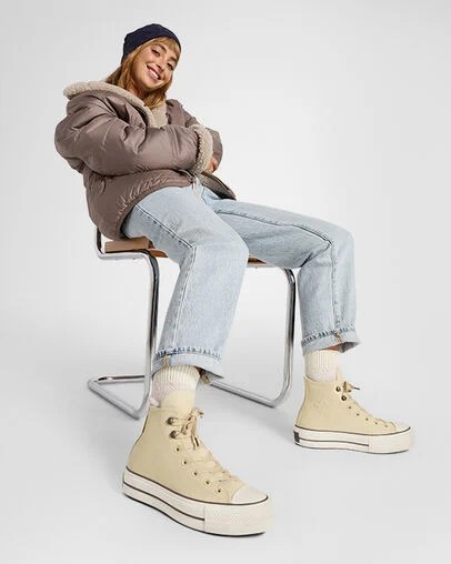 Beige Converse Chuck Tayor All Star Lift Women Platform Shoes Singapore | C-53482679