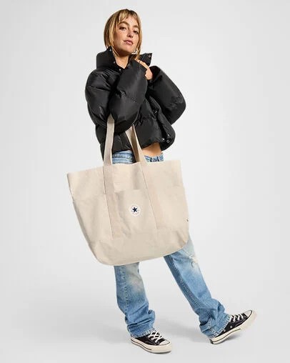 Beige Converse Premium Canvas Men Tote Bag Singapore | C-76423959