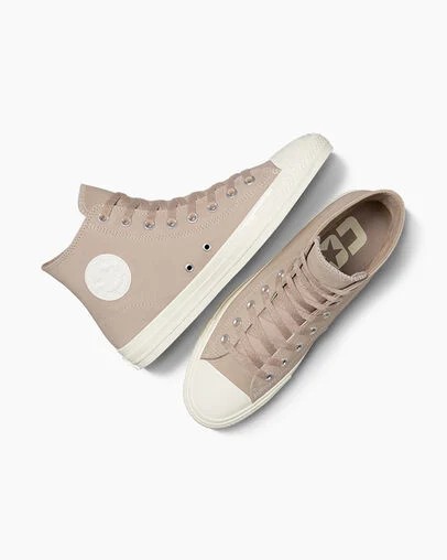Beige White Converse CONS Chuck Taylor All Star Pro Nubuck Men Skate Shoes Singapore | C-63217949