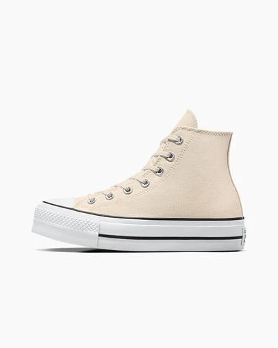 Beige White / Black Converse Chuck Taylor All Star Lift Platform Women Canvas Shoes Singapore | C-48723959