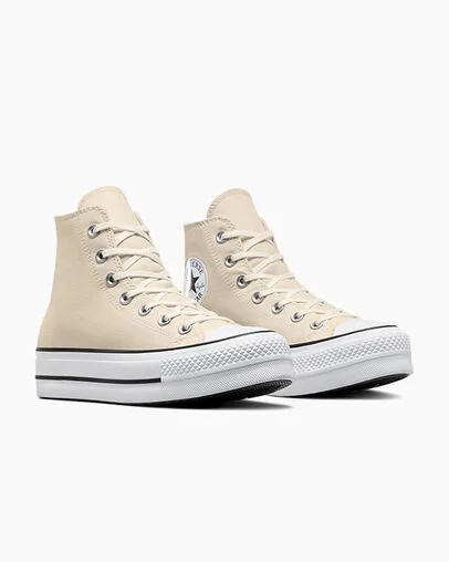 Beige White / Black Converse Chuck Taylor All Star Lift Platform Women Canvas Shoes Singapore | C-48723959