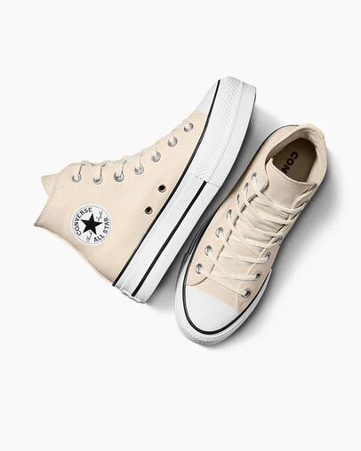 Beige White / Black Converse Chuck Taylor All Star Lift Platform Women Canvas Shoes Singapore | C-48723959