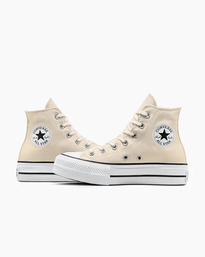 Beige White / Black Converse Chuck Taylor All Star Lift Platform Women Canvas Shoes Singapore | C-48723959