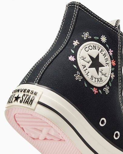 Black Converse Chuck Taylor All Star Embroidered Little Women Sneakers Singapore | C-36972809