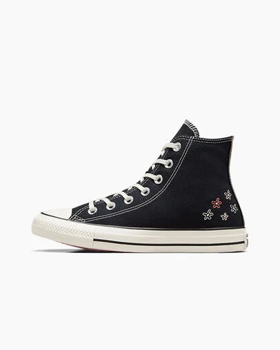 Black Converse Chuck Taylor All Star Embroidered Little Women Sneakers Singapore | C-36972809