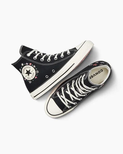 Black Converse Chuck Taylor All Star Embroidered Little Women Sneakers Singapore | C-36972809