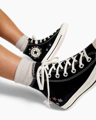 Black Converse Chuck Taylor All Star Embroidered Little Women Sneakers Singapore | C-18342699