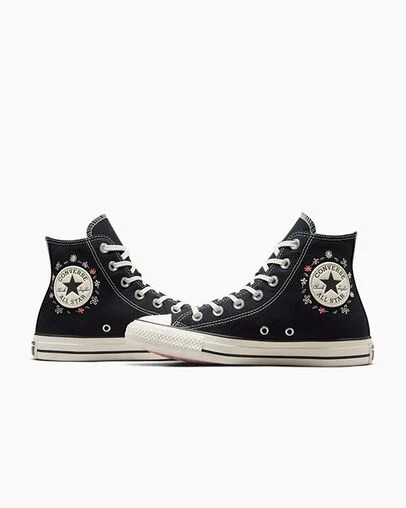 Black Converse Chuck Taylor All Star Embroidered Little Women Sneakers Singapore | C-18342699