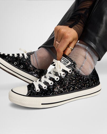 Black Converse Chuck Taylor All Star Glitter Women Sneakers Singapore | C-28415639