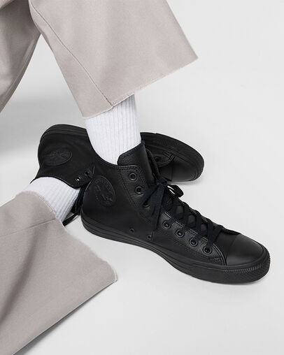 Black Converse Chuck Taylor All Star Leather Men Sneakers Singapore | C-39764859