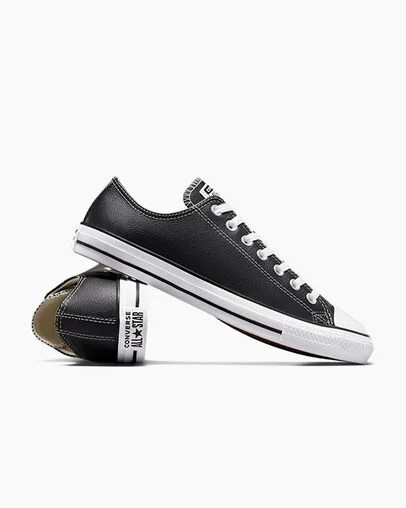 Black Converse Chuck Taylor All Star Leather Men Tennis Shoes Singapore | C-76981029