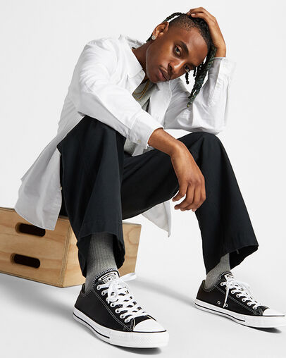 Black Converse Chuck Taylor All Star Leather Men Tennis Shoes Singapore | C-76981029