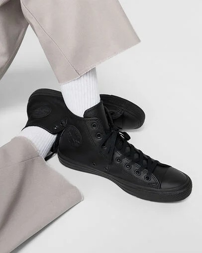 Black Converse Chuck Taylor All Star Leather Women Sneakers Singapore | C-75314829