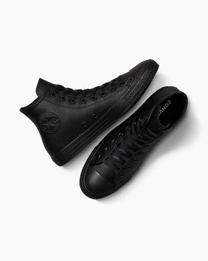 Black Converse Chuck Taylor All Star Leather Women Sneakers Singapore | C-75314829