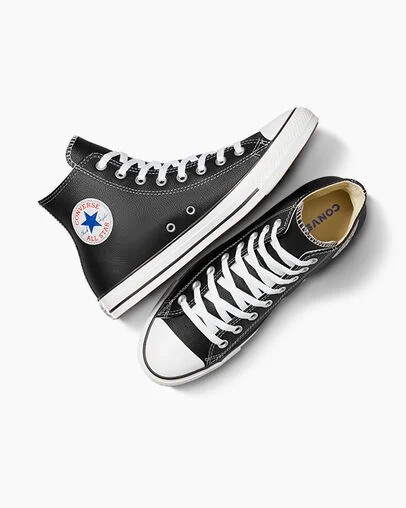 Black Converse Chuck Taylor All Star Leather Women Sneakers Singapore | C-43028769