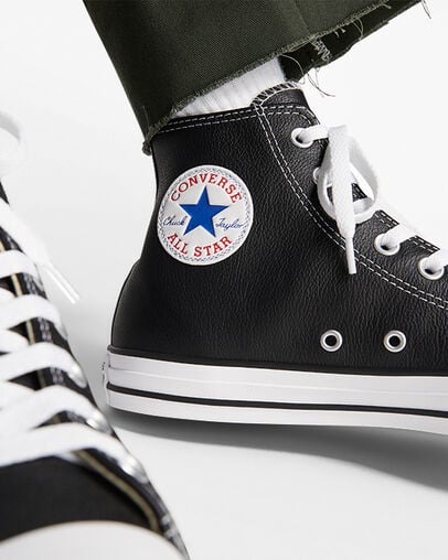 Black Converse Chuck Taylor All Star Leather Women Sneakers Singapore | C-43028769