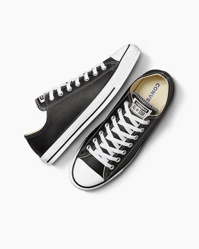 Black Converse Chuck Taylor All Star Leather Women Tennis Shoes Singapore | C-93162479