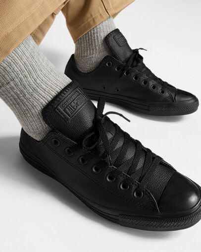 Black Converse Chuck Taylor All Star Leather Women Tennis Shoes Singapore | C-79456809
