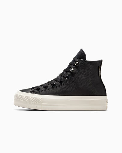 Black Converse Chuck Taylor All Star Lift Platform Water Repellent Leather Women Boots Singapore | C-96125349
