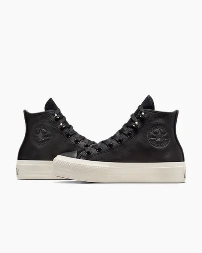Black Converse Chuck Taylor All Star Lift Platform Water Repellent Leather Women Boots Singapore | C-96125349