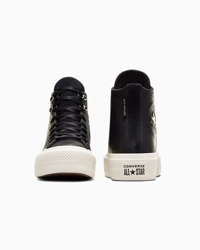Black Converse Chuck Taylor All Star Lift Platform Water Repellent Leather Women Boots Singapore | C-96125349