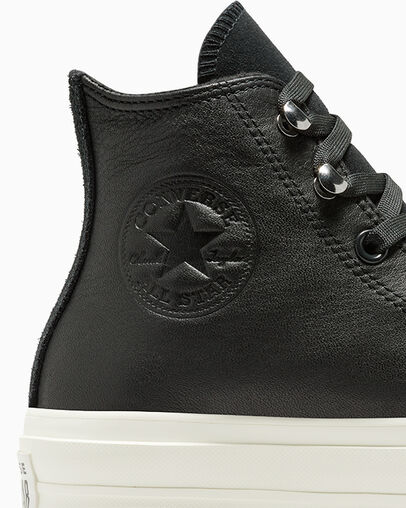 Black Converse Chuck Taylor All Star Lift Platform Water Repellent Leather Women Boots Singapore | C-96125349