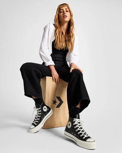 Black Converse Chuck Taylor All Star Lift Women Platform Shoes Singapore | C-78452619