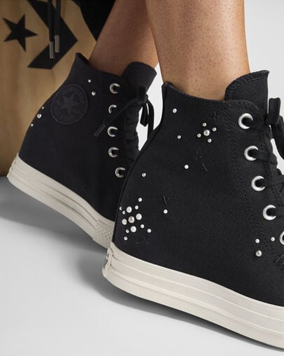 Black Converse Chuck Taylor All Star Wedge Women Platform Shoes Singapore | C-60437829