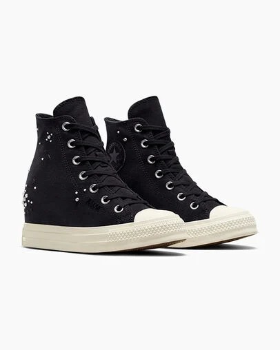 Black Converse Chuck Taylor All Star Wedge Women Platform Shoes Singapore | C-60437829