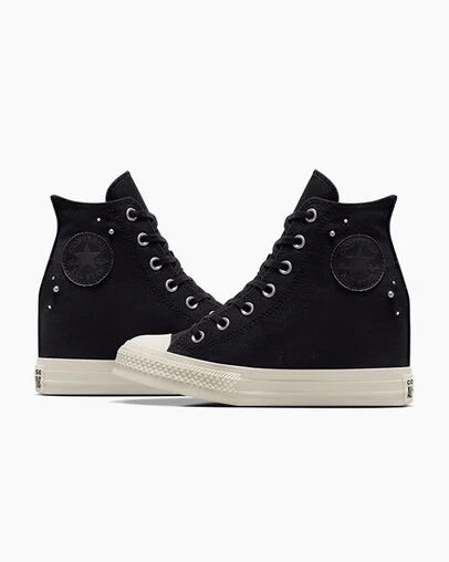 Black Converse Chuck Taylor All Star Wedge Women Platform Shoes Singapore | C-60437829