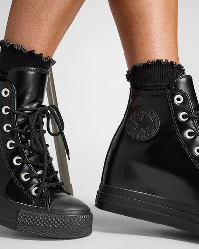 Black Converse Chuck Taylor All Star Wedge Women Platform Shoes Singapore | C-89274609