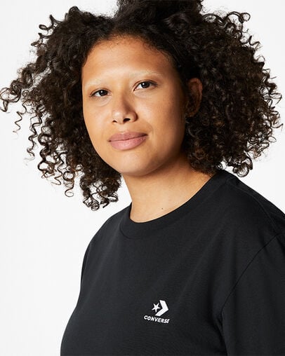 Black Converse Go-To Embroidered Star Chevron Standard-Fit Men T Shirts Singapore | C-98034269