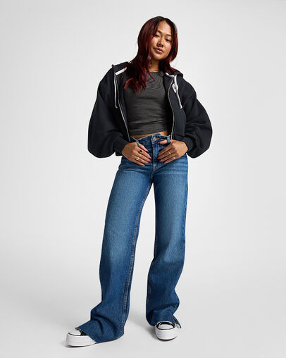 Black Converse Retro Full-Zip Women Hoodie Singapore | C-60824539