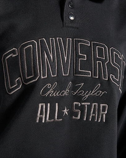 Black Converse Retro Polo Crew Women Polo Shirts Singapore | C-94817509