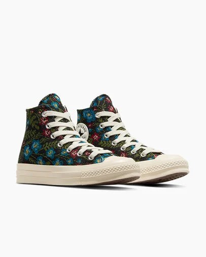 Black / Beige White Converse Chuck 70 Floral Tapestry Women Sneakers Singapore | C-12406739