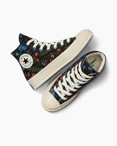 Black / Beige White Converse Chuck 70 Floral Tapestry Women Sneakers Singapore | C-12406739