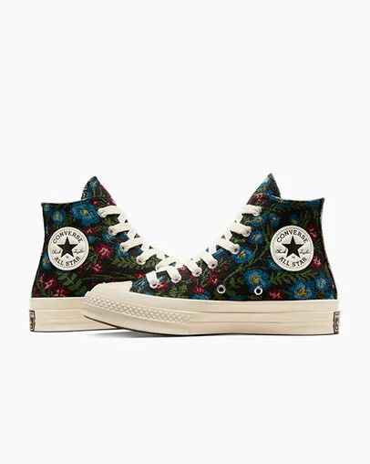 Black / Beige White Converse Chuck 70 Floral Tapestry Women Sneakers Singapore | C-12406739