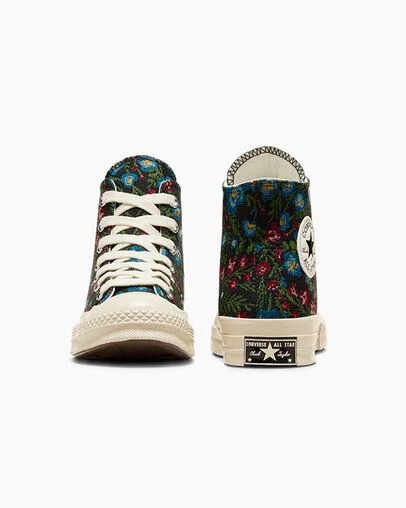 Black / Beige White Converse Chuck 70 Floral Tapestry Women Sneakers Singapore | C-20863519