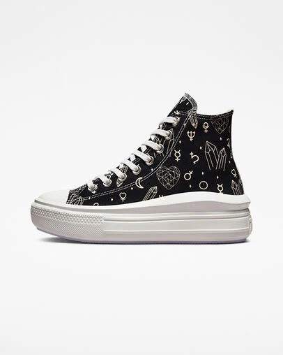 Black / Beige White Converse Chuck Taylor All Star Move Women Platform Shoes Singapore | C-21056739