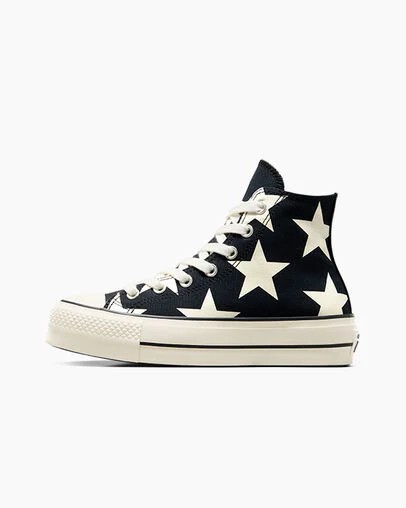 Black / Beige White Converse Chuck Taylor All Star Lift Large Stars Women Sneakers Singapore | C-76859429