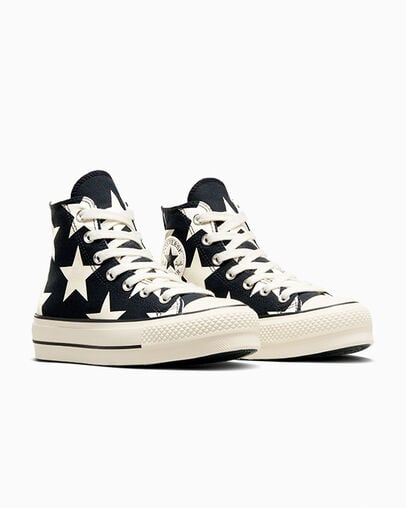 Black / Beige White Converse Chuck Taylor All Star Lift Large Stars Women Sneakers Singapore | C-76859429