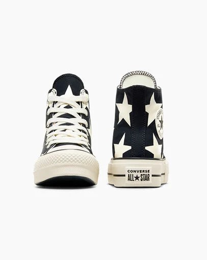 Black / Beige White Converse Chuck Taylor All Star Lift Large Stars Women Sneakers Singapore | C-76859429