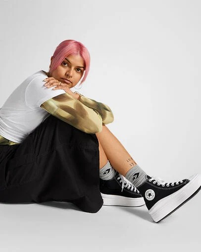 Black / Beige White Converse Chuck Taylor All Star Move Women Platform Shoes Singapore | C-80796319