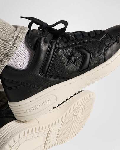 Black / Beige White Converse Weapon Mono Leather Men Basketball Shoes Singapore | C-78395029