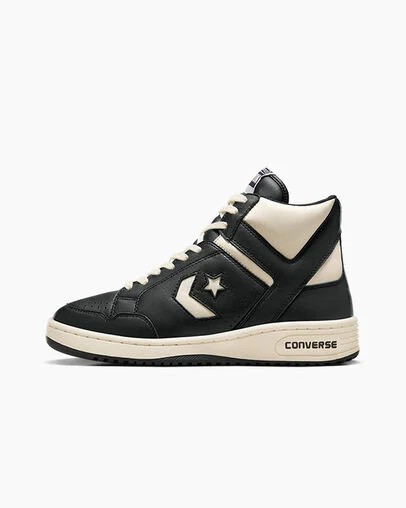 Black / Beige White / Black Converse Weapon Leather Women Boots Singapore | C-91482079