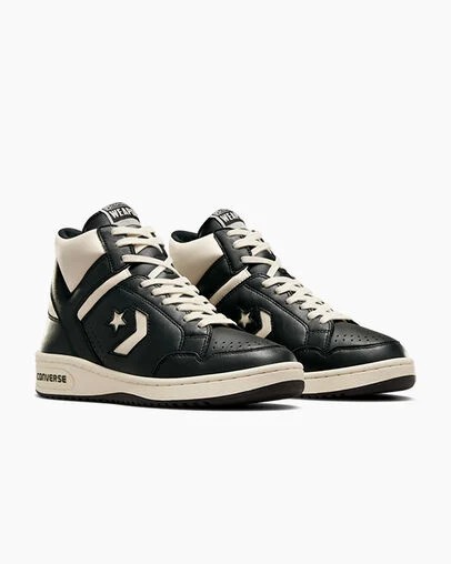 Black / Beige White / Black Converse Weapon Leather Women Boots Singapore | C-91482079