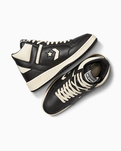 Black / Beige White / Black Converse Weapon Leather Women Boots Singapore | C-91482079