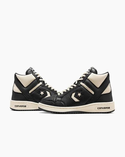 Black / Beige White / Black Converse Weapon Leather Women Boots Singapore | C-91482079